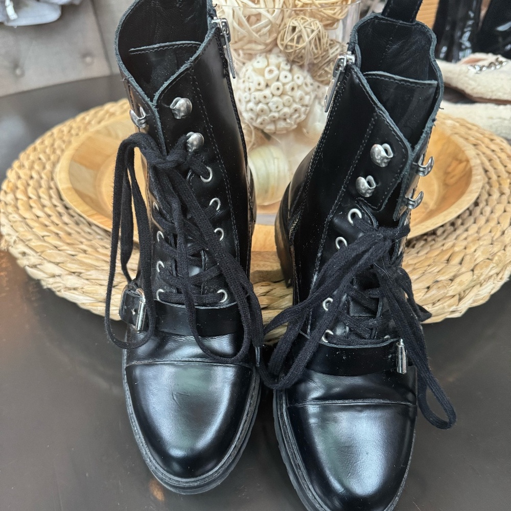 All saints black Donita combat boots, size 39